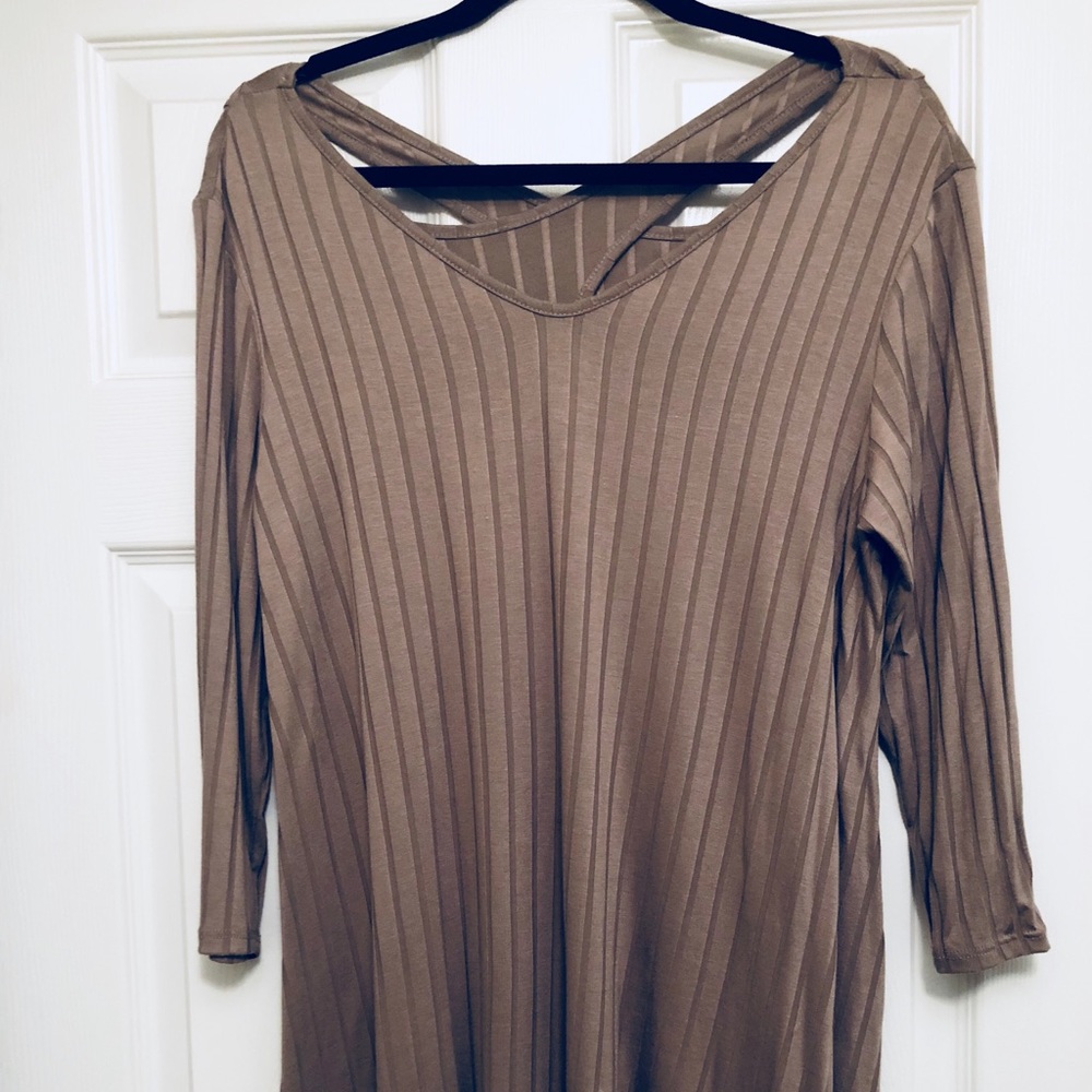 Cross Cross Back Mauve Tunic with Wide Rib Detail